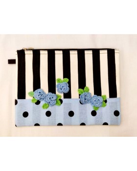 Happy Threads Pretty Cotton Storage Pouch (Blue)